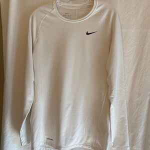 Nike White Dri-FIT Long Sleeve Top